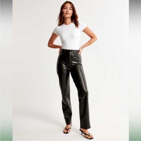 Abercrombie & Fitch Pants - Abercrombie & Fitch the 90’s Straight Ultra High Rise Black Vegan Leather Pants